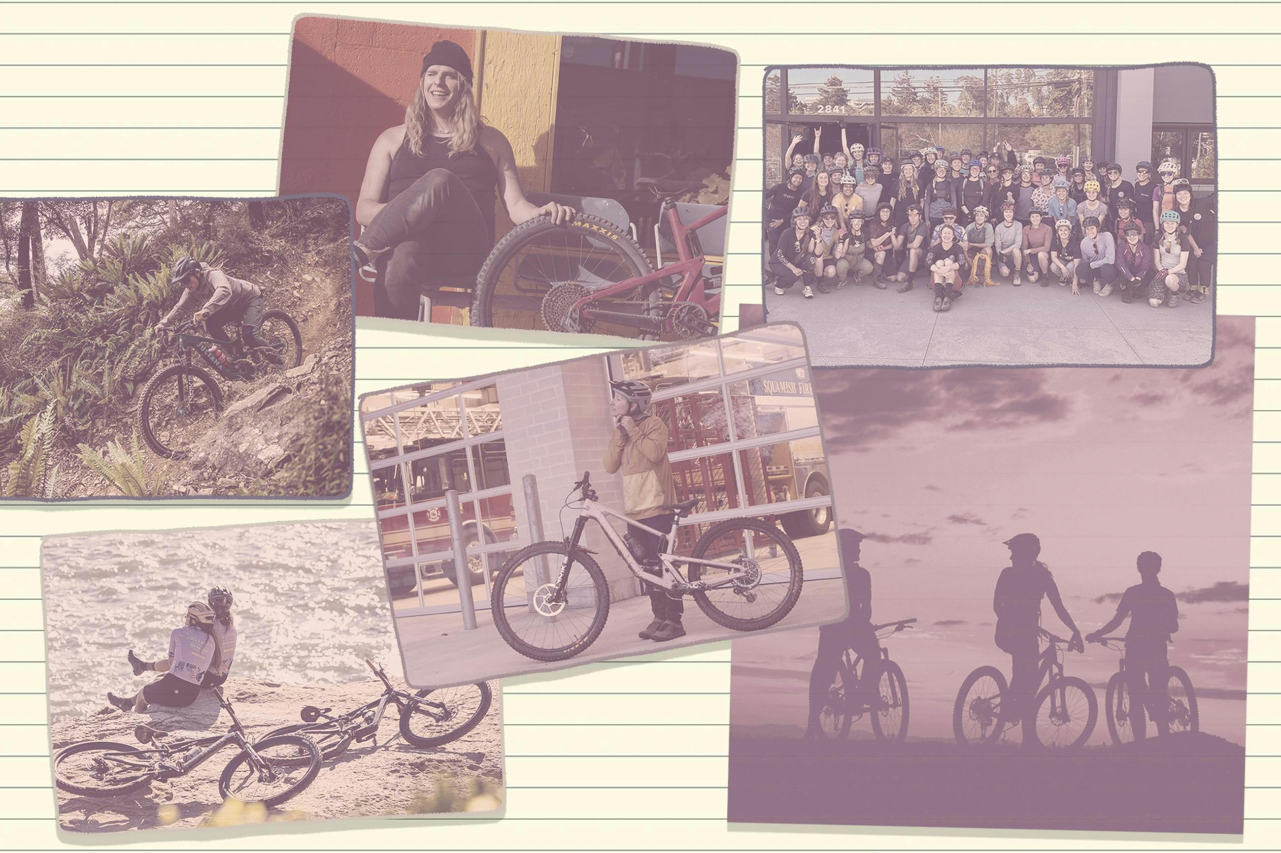 A collage of Juliana Bicycle's rider